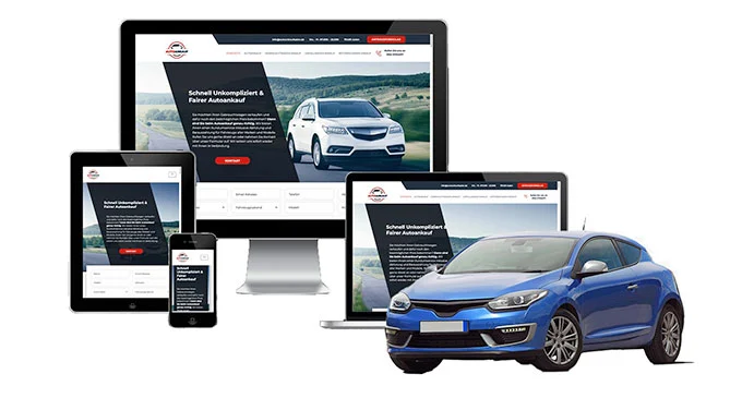 Ankaufseite mobil – Autoankauf Wegberg mit rotem PKW